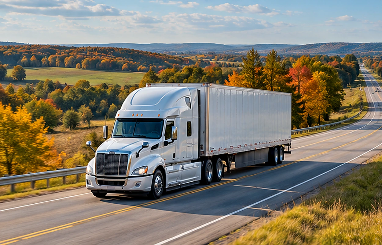 Freight truck on open road