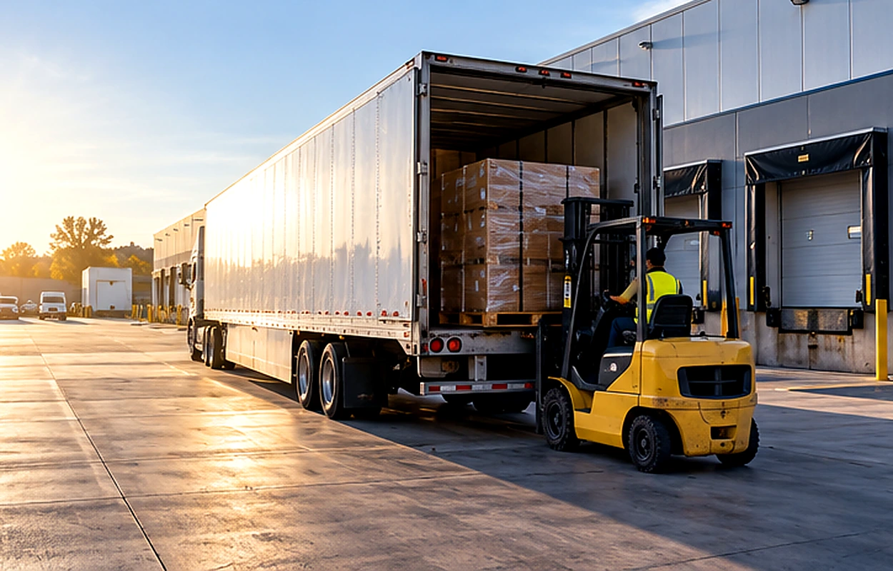 Loading commercial freight at a warehouse